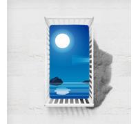 Odot Drap Housse pour Lit de Bébé, Style Dessin Animé Vue Mer Housse de Matelas pour Bébé Drap Housse Douce pour Lit Parapluie et Berceau Draps Housses Enfants (Clair de lune,75x33cm)