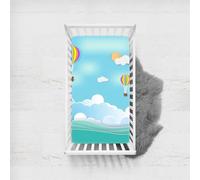 Odot Drap Housse pour Lit de Bébé, Style Dessin Animé Vue Mer Housse de Matelas pour Bébé Drap Housse Douce pour Lit Parapluie et Berceau Draps Housses Enfants (Montgolfière,65x95cm)