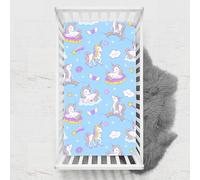 Odot Drap housse pour mini berceau, impression licorne, draps de landau respirant, housse de nacelle universelle, pour matelas ovale et rectangulaire (80 x 160 cm, bleu)