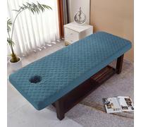 Odot Drap Housse Table de Massage avec Trou Doux Réutilisable Serviette Couverture De Lit de Beauté Épais Couvre-Lit de Massage Drap Housse pour Spa Beauté Salon Visage (Bleu paon,70x185cm)