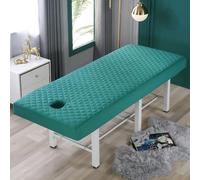 Odot Drap Housse Table de Massage avec Trou Doux Réutilisable Serviette Couverture De Lit de Beauté Matelassée Couvre-Lit De Massage Drap Housse pour Spa Beauté Salon du Visage (Vert,60x180cm)