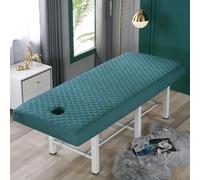 Odot Drap Housse Table de Massage avec Trou Doux Réutilisable Serviette Couverture De Lit de Beauté Matelassée Couvre-Lit De Massage Drap Housse pour Spa Beauté Salon du Visage (Vert foncé,70x185cm)