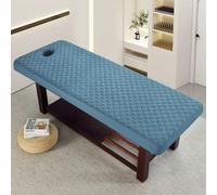 Odot Drap Housse Table de Massage avec Trou Lavable Réutilisable Serviette Couverture De Lit de Beauté Doux Matelassé Couvre-Lit de Massage Drap Housse pour Spa Beauté (Bleu brume,70x190cm)