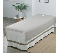 Odot Drap Housse Table de Massage avec Trou - Réutilisable Doux Serviette Couverture de Lit de Beauté Couvre-Lit De Massage Drap Housse pour Spa Beauté Salon Visage (Gris,120x200cm)