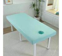 Odot Drap Housse Table Massage avec Trou, Lavable Réutilisable Housse Table de Massage Couleurs Unies Doux Couvre-Lit Spa Beauté Drap Housse pour Spa et Salon du Visage (Vert menthe,70x190cm)