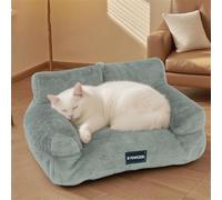 Odot Flanelle Panier Chien Lavable, Lit pour Chat Chien Carré Confortable Fond Antidérapant Coussin Peluche Doux et Moelleux pour Animaux de Compagnie Dorme à l'intérieur en Hiver (Gris,S)