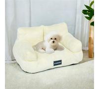 Odot Flanelle Panier Chien Lavable, Lit pour Chat Chien Carré Confortable Fond Antidérapant Coussin Peluche Doux et Moelleux pour Animaux de Compagnie Dorme à l'intérieur en Hiver (Blanc,M)