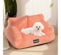 Odot Flanelle Panier Chien Lavable, Lit pour Chat Chien Carré Confortable Fond Antidérapant Coussin Peluche Doux et Moelleux pour Animaux de Compagnie Dorme à l'intérieur en Hiver (Rose,S)