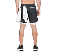 Odot Hommes 2 en 1 Shorts de Course, Short de Sport Poche Base Layer Stretch Compression Léger Respirant Séchage Rapide Pantalon Court Leggings Bermuda Été (M,Noir)