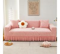 Odot Housse de Canapé Extensible Jacquard avec Jupe, Protege Canape 1/2/3/4 Places, Housse Canapé avec Accoudoirs Lavable, Housse Canape Universel Ajustable, Housse de Fauteuil (2 Places,Rose)