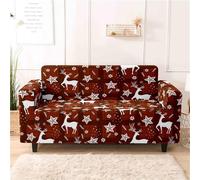 Odot Housse de Canapé Extensible, Modèle de Noël Protege Canape 1/2/3/4 Places, Housse Canapé avec Accoudoirs Lavable, Protege Canape Universel Ajustable, Elastic Protector (Rouge,4 Places)