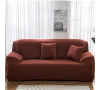 Odot Housse de Canapé Extensible Polyester Couleur Unie, Protege Canape 1/2/3/4 Places, Housse Canapé avec Accoudoirs Lavable, Housse Canape Ajustable, Housse de Fauteuil (Café,2 Places)