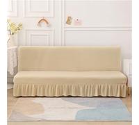 Odot Housse de Canapé sans Bras avec Jupe, Housse de Clic Clac élastique Canapé, Tout Couvert Housse de Canapé lit Universel, Housses de Canapé Ajustable Lavable (M(160-190cm),Beige)