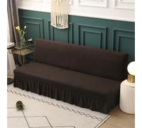 Odot Housse de Canapé sans Bras avec Jupe, Jacquard Housse de Clic Clac élastique Canapé, Tout Couvert Housse de Canapé lit Universel, Housses de Canapé Ajustable Lavable (L(190-230cm),Café)
