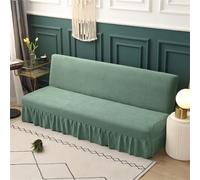 Odot Housse de Canapé sans Bras avec Jupe, Jacquard Housse de Clic Clac élastique Canapé, Tout Couvert Housse de Canapé lit Universel, Housses de Canapé Ajustable Lavable (L(190-230cm),Vert Clair)