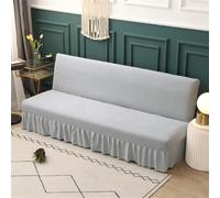 Odot Housse de Canapé sans Bras avec Jupe, Jacquard Housse de Clic Clac élastique Canapé, Tout Couvert Housse de Canapé lit Universel, Housses de Canapé Ajustable Lavable (S(120-150cm),Argent)