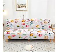 Odot Housse de Canapé sans Bras, Noël Chaleureux Housse de Clic Clac élastique Canapé, Tout Couvert Housse de Canapé lit Universel, Housses de Canapé Ajustable Lavable (Blanc,S(120-150cm))