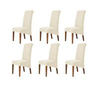 Odot Housse de Chaise Salle à Manger 2/4/6 Pièces, Housse Chaise Couleurs Unies Jacquard, Couverture de Chaise Universelle Lavable Haut Dossier Protège Chaise (Beige,Lot de 6)