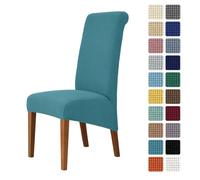 Odot Housse de Chaise Salle à Manger 2/4/6 Pièces, Housse Chaise Couleurs Unies Jacquard, Couverture de Chaise Universelle Lavable Haut Dossier Protège Chaise (Bleu Paon,Lot de 6)
