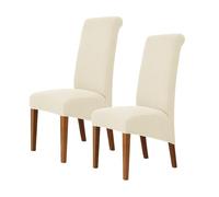 Odot Housse de Chaise Salle à Manger 2/4/6 Pièces, Housse Chaise Couleurs Unies Jacquard, Couverture de Chaise Universelle Lavable Haut Dossier Protège Chaise (Beige,Lot de 2)