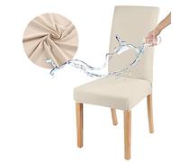 Odot Housse de Chaise Salle à Manger, 2/4/6 Pièces Housse Chaise, Extensible Imperméable Couverture de Chaise, Universelle Lavables Protège Chaise pour Hôtel (Lot de 4,Blanc cassé)