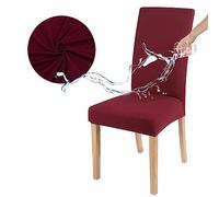 Odot Housse de Chaise Salle à Manger, 2/4/6 Pièces Housse Chaise, Extensible Imperméable Couverture de Chaise, Universelle Lavables Protège Chaise pour Hôtel (Bourgogne,Lot de 4)