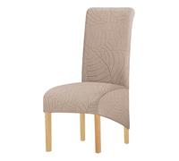 Odot Housse de Chaise Salle à Manger 2/4/6 Pièces, Housse Chaise Feuille Jacquard, Couverture de Chaise Universelle Lavable Haut Dossier Protège Chaise (Sable,Lot de 2)