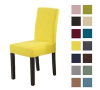 Odot Housse de Chaise Salle à Manger Lot de 2/4/6, Housse Chaise Couleurs Unies Jacquard Plaid, Couverture de Chaise Universelle Lavable Haut Dossier Protège Chaise (Jaune,Lot de 2)