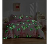 Odot Housse de Couette Phosphorescente, Parure de Lit Adulte Enfant avec Housses de Couettes et Taies D'oreillers, Ensemble de Literie (Papillon,260x230cm-3 Pieces)