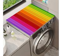 Odot Housse de Machine à Laver, Dessus Tapis Lave Linge Boue de Diatomées, Couverture de Protection Antidérapant, Tapis Couvre Seche Linge, pour Sèche-Linge (Triangles arc-en-ciel,30x40cm)