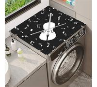 Odot Housse de Machine à Laver, Dessus Tapis Lave Linge Boue de Diatomées, Couverture de Protection Antidérapant, Tapis Couvre Seche Linge, pour Sèche-Linge Buanderie (Violon blanc,60x60cm)