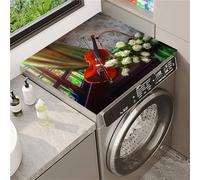 Odot Housse de Machine à Laver, Dessus Tapis Lave Linge Boue de Diatomées, Couverture de Protection Antidérapant, Tapis Couvre Seche Linge, pour Sèche-Linge Buanderie (Violon de manoir,40x50cm)