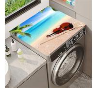 Odot Housse de Machine à Laver, Dessus Tapis Lave Linge Boue de Diatomées, Couverture de Protection Antidérapant, Tapis Couvre Seche Linge, pour Sèche-Linge Buanderie (Violon marin,50x50cm)