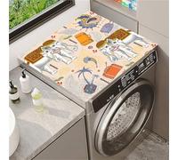 Odot Housse de Machine à Laver, Dessus Tapis Lave Linge Boue de Diatomées, Couverture de Protection Antidérapant, Tapis Couvre Seche Linge, pour Sèche-Linge Buanderie (Éléphant indien,60x60cm)