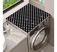 Odot Housse de Machine à Laver, Dessus Tapis Lave Linge Boue de Diatomées, Couverture de Protection Antidérapant, Tapis Couvre Seche Linge, pour Sèche-Linge,Buanderie (Pois en forme de cœur,50x50cm)
