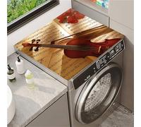 Odot Housse de Machine à Laver, Dessus Tapis Lave Linge Boue de Diatomées, Couverture de Protection Antidérapant, Tapis Couvre Seche Linge, pour Sèche-Linge Buanderie (Violon vintage,60x60cm)