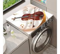 Odot Housse de Machine à Laver, Dessus Tapis Lave Linge Boue de Diatomées, Couverture de Protection Antidérapant, Tapis Couvre Seche Linge, pour Sèche-Linge Buanderie (Partitions de violon,50x50cm)