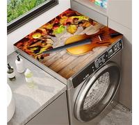 Odot Housse de Machine à Laver, Dessus Tapis Lave Linge Boue de Diatomées, Couverture de Protection Antidérapant, Tapis Couvre Seche Linge, pour Sèche-Linge Buanderie (Violon d'automne,50x60cm)
