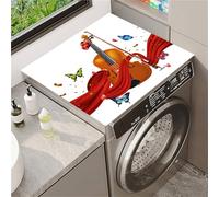 Odot Housse de Machine à Laver, Dessus Tapis Lave Linge Boue de Diatomées, Couverture de Protection Antidérapant, Tapis Couvre Seche Linge, pour Sèche-Linge Buanderie (Violon papillon,50x60cm)