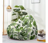Odot Housse de Pouf Chambre Ado sans Remplissage, Plante Coton et Lin, 100x120cm, Blanc, Enfants et Adultes, Unisex, Intérieur et Extérieur