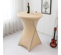 Odot Housse de Table Ronde Extensible en Spandex, Housse Mange Debout, Nappe pour Table Cocktail pour Bar Table Cocktail Restaurant Table de Banquet de Mariage (Champagne,80 * 110cm-2pc)