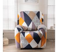 Odot Housse Fauteuil Relax avec Poches, Housse de Fauteuil Motif Géométrique, 4 Pièces Protecteur de Canapé, Antidérapant Chaise Inclinables Couvre (Orange,One Size)