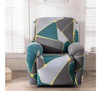 Odot Housse Fauteuil Relax avec Poches, Housse de Fauteuil Motif Géométrique, 4 Pièces Protecteur de Canapé, Antidérapant Chaise Inclinables Couvre (Vert,One Size)