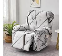 Odot Housse Fauteuil Relax avec Poches, Housse de Fauteuil Motif Géométrique, 4 Pièces Protecteur de Canapé, Antidérapant Chaise Inclinables Couvre (Gris Clair 2,One Size)