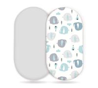 Odot Lot de 2 Bébé Drap Housse pour Lit Bébé, Berceau, Couffin, Housse de Matelas à Langer en Coton Douce pour Fille et Garçon, Protège Matelas, Faciles d'entretien (Éléphant,82x41cm)