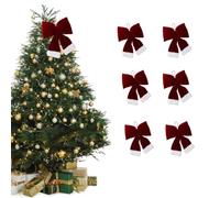 Odot Lot de 6 Nœud Sapin de Noel, Decoration Noel Noeuds Décoratifs de Mariage,Nœud d'hiver pour Porte d'entrée, Intérieur et Extérieur, Décoration de Sapin de noël (Bordeaux,20x30cm)