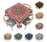 Odot Nappe Carrée Anti Tache, 3D Style Boho Mandala Imperméable Anti Taches Lavable Rectangulaire Nappe pour Fête Decoration Ménage Table Basse Jardin Picnic (bohémien,150x150cm)