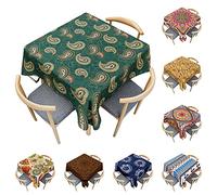 Odot Nappe Carrée Anti Tache, 3D Style Boho Mandala Imperméable Anti Taches Lavable Rectangulaire Nappe pour Fête Decoration Ménage Table Basse Jardin Picnic (Paisley Vert foncé,180x180cm)