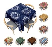 Odot Nappe Carrée Anti Tache, 3D Style Boho Mandala Imperméable Anti Taches Lavable Rectangulaire Nappe pour Fête Decoration Ménage Table Basse Jardin Picnic (Pissenlit,100x100cm)
