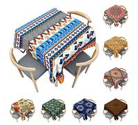 Odot Nappe Carrée Anti Tache, 3D Style Boho Mandala Imperméable Anti Taches Lavable Rectangulaire Nappe pour Fête Decoration Ménage Table Basse Jardin Picnic (Géométrie Boho,100x100cm)